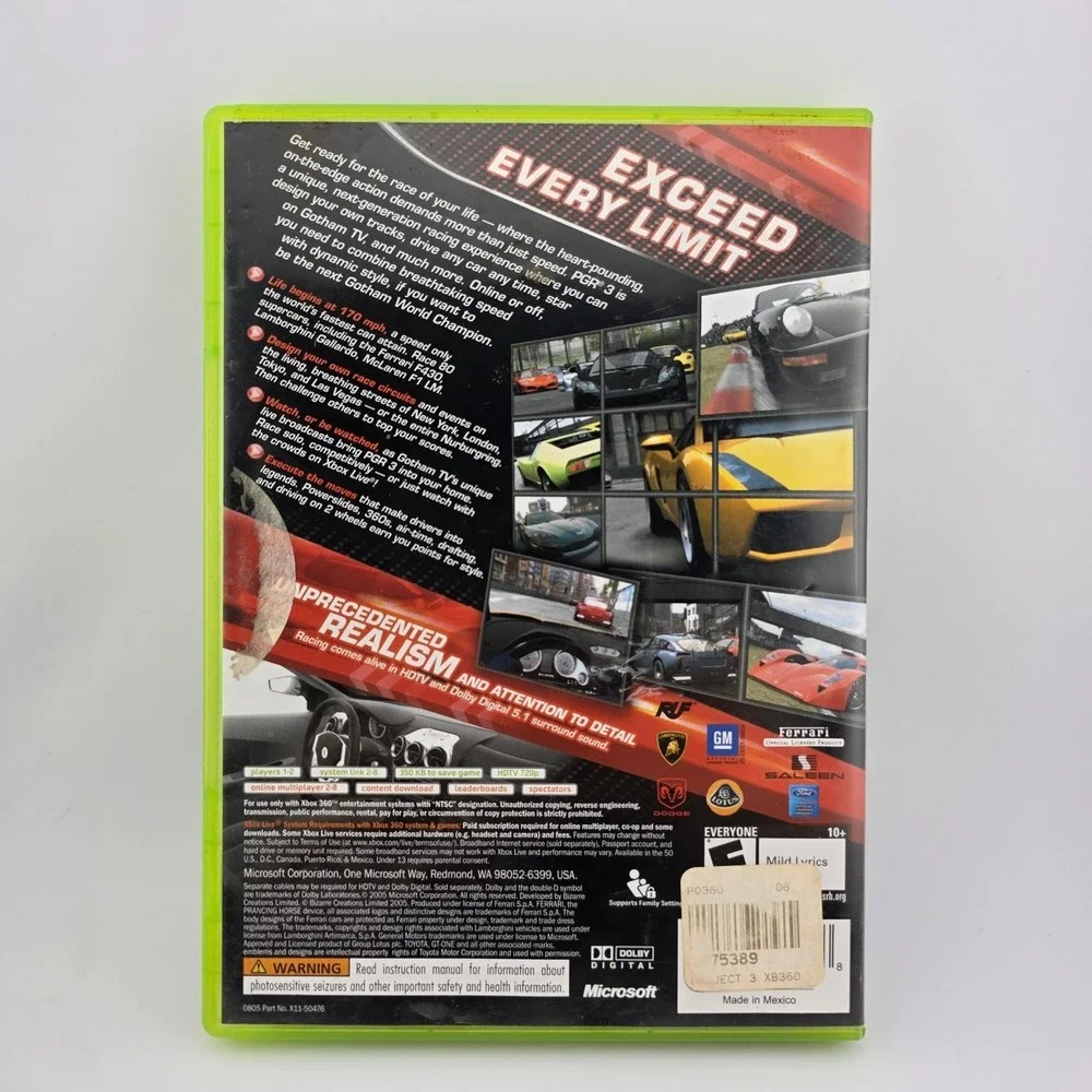 Project Gotham Racing 3 PGR3‎ Xbox 360 Video Game Racing Bizarre Creations